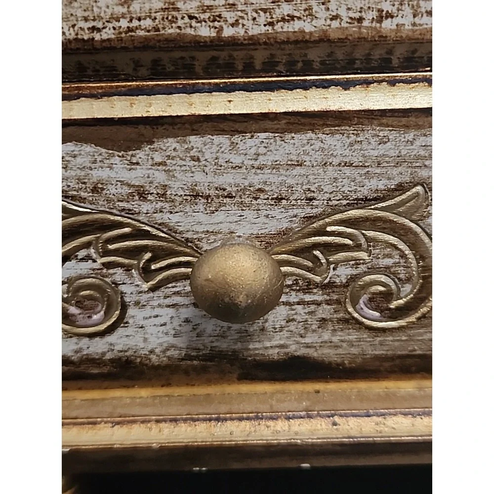 Vintage Goldtone Gilt Wood Musical‎ Florentine Style Jewelry Box 5